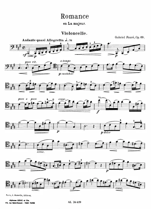 First page of Romance in A major
