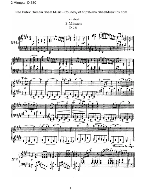 First page of 3 Minuets, each with 2 Trios