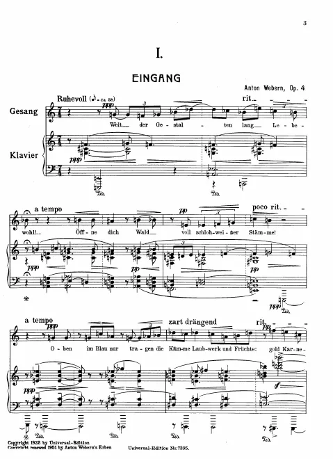 First page of 5 Lieder nach Gedichten von Stefan George