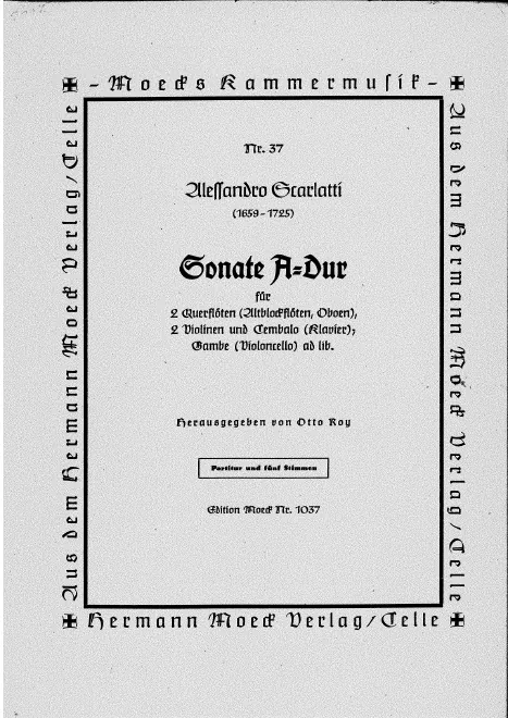 First page of Sonata a due Flauti due Violini e Violoncello