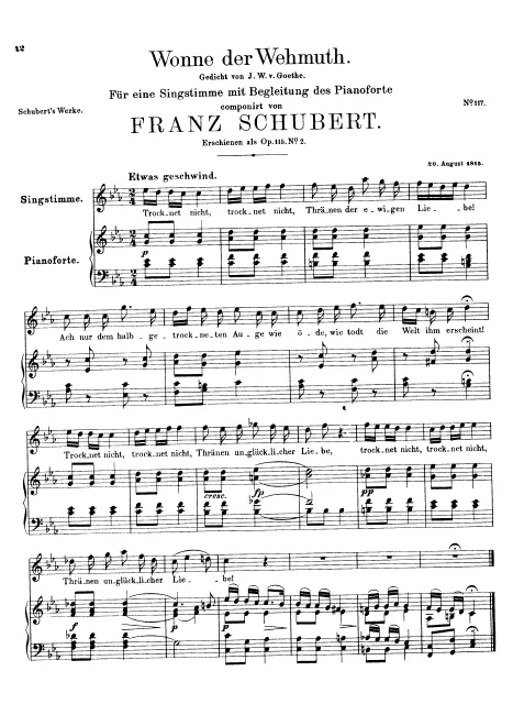 First page of Wonne der Wehmut