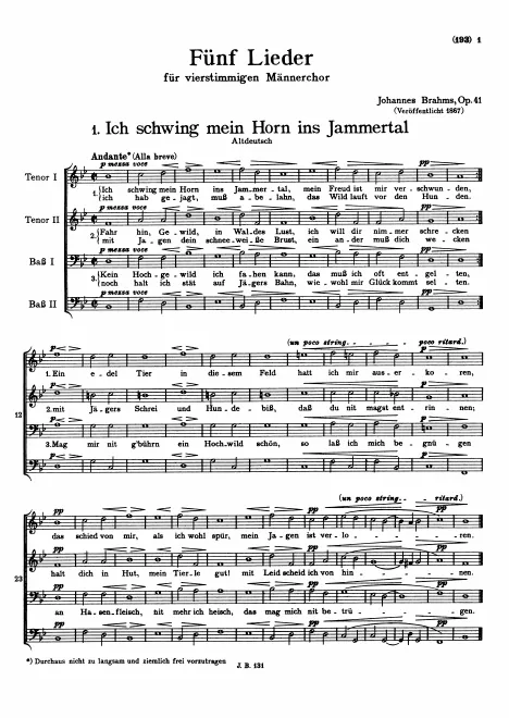 First page of 5 Lieder