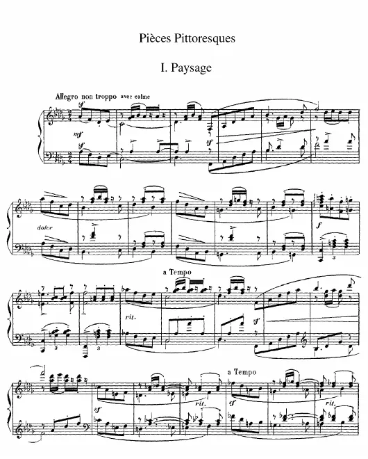 First page of Pièces Pittoresques