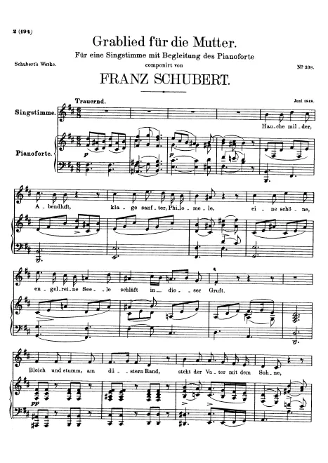 First page of Grablied für die Mutter