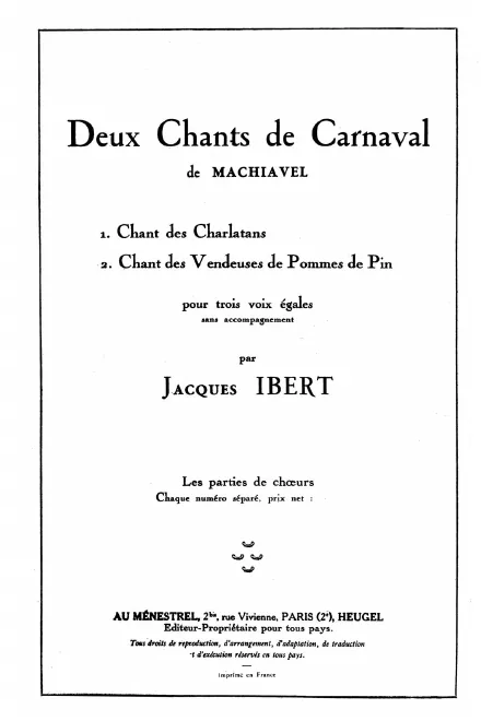 First page of 2 Chants de Carnaval