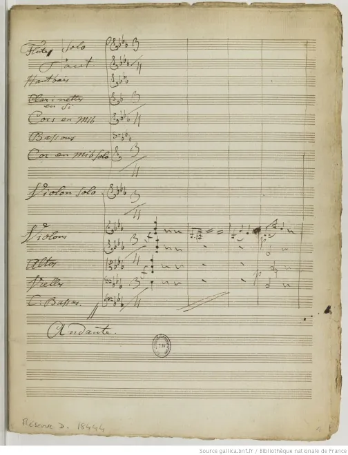 First page of Rondeau for horn violin and orchestra