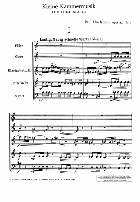 First page of Kleine Kammermusik