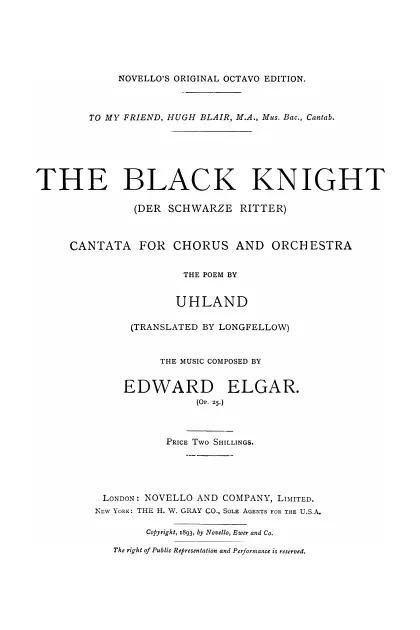 First page of The Black Knight ; Der schwarze Ritter