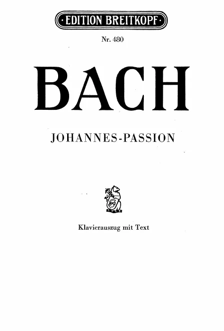 First page of Johannespassion