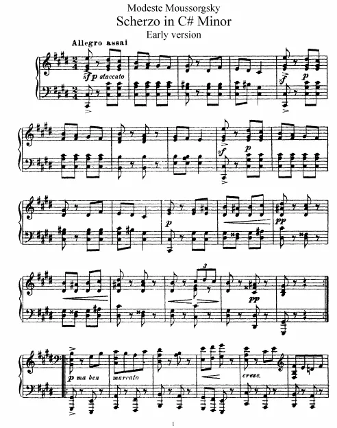 First page of Scherzo in C-sharp minor