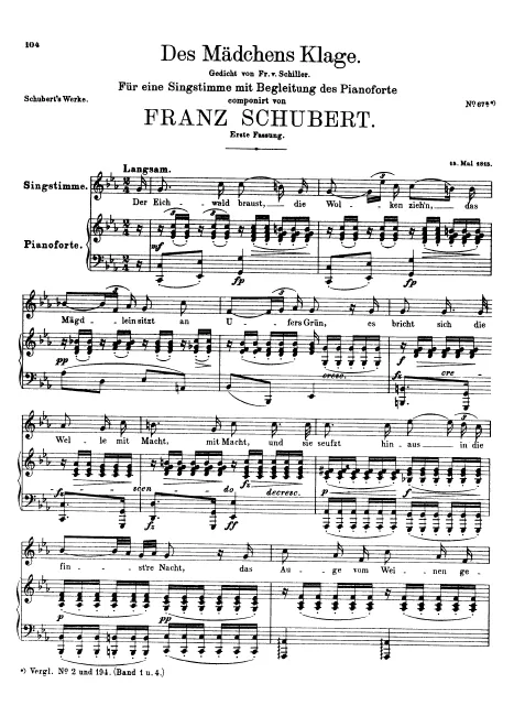 First page of Des Mädchens Klage
