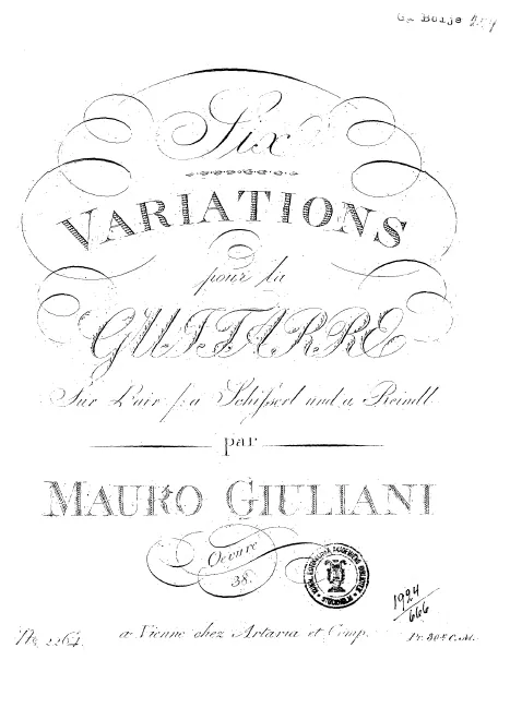 First page of 6 Variations sur l'air ä Schüsserl und ä Reindl