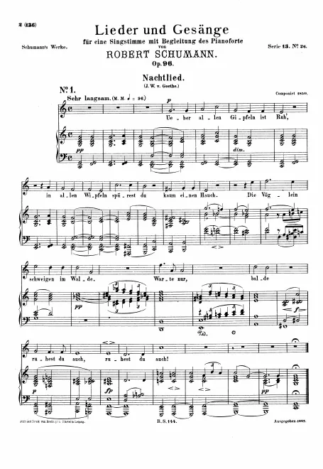 First page of Lieder und Gesänge, Vol.IV, Op.96