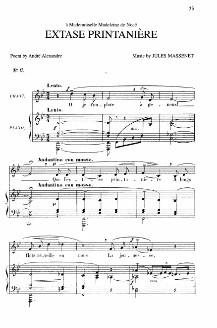 First page of Extase printanière