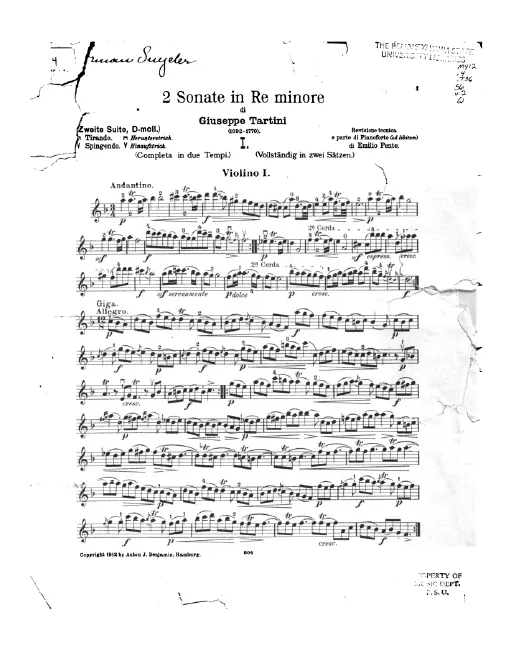 First page of Trio Sonata in D minor