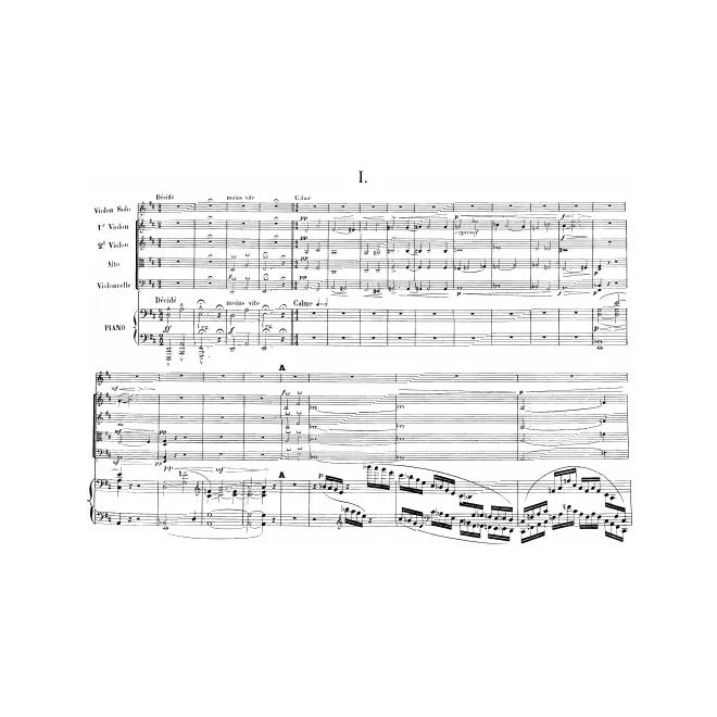 First page of Concert en ré majeur pour violon, piano et quatuor à cordes