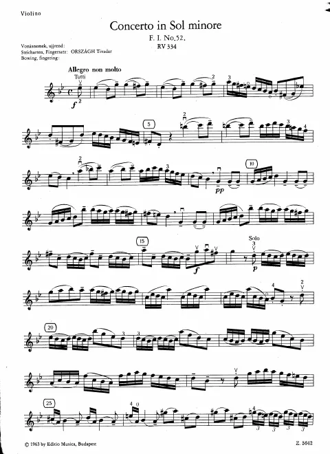 First page of Violin Concerto in G minor