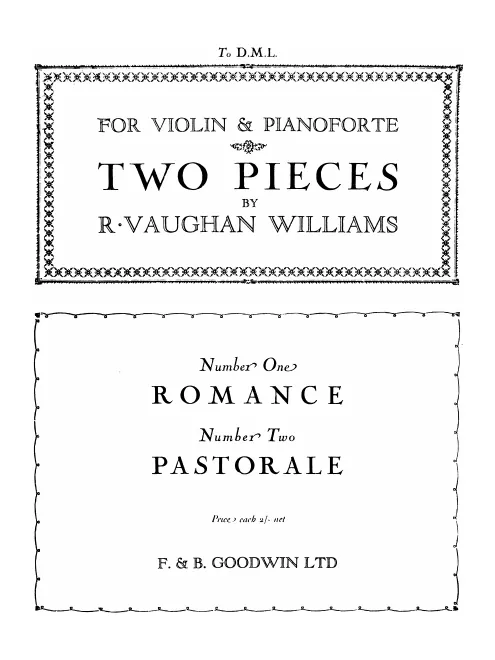 First page of 2 Pieces for Violin and Pianoforte