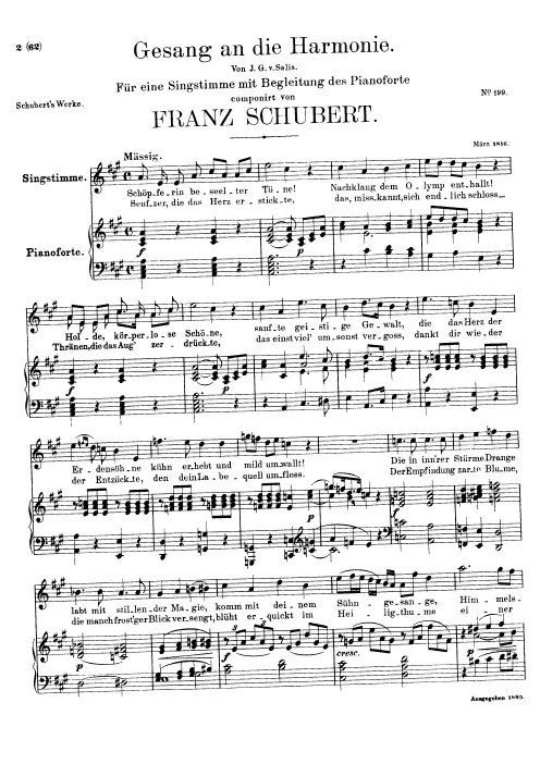 First page of An die Harmonie, D.394