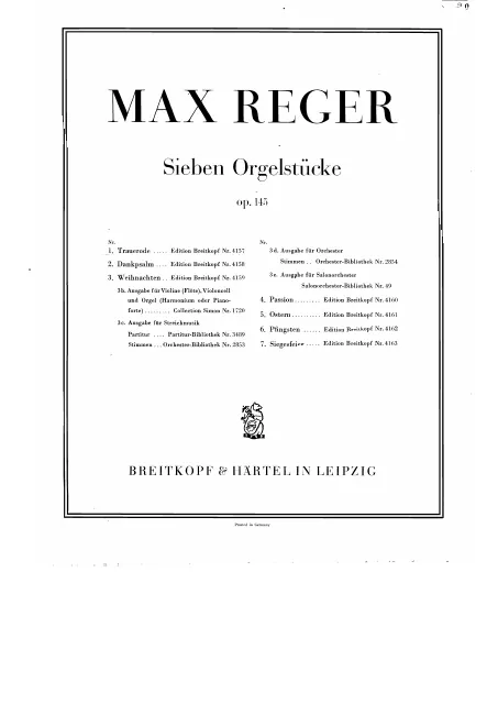First page of Sieben Stücke für die Orgel