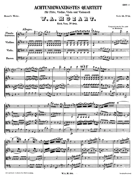First page of Flute Quartet