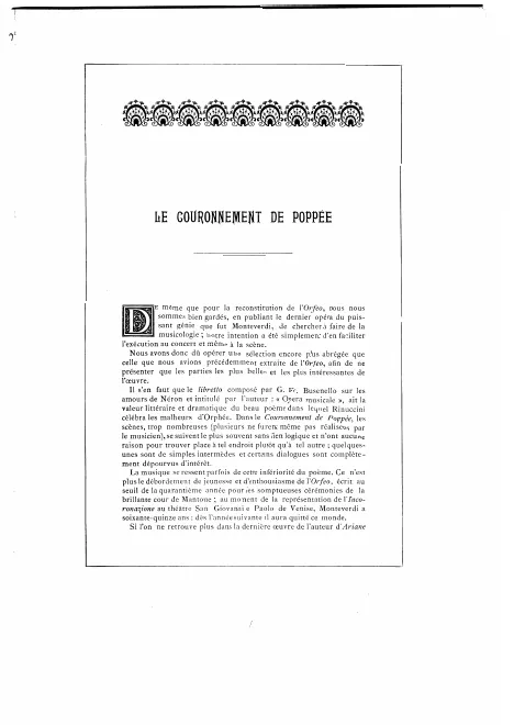 First page of L'incoronazione di Poppea
