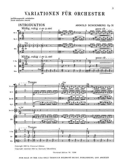 First page of Variations For Orchestra