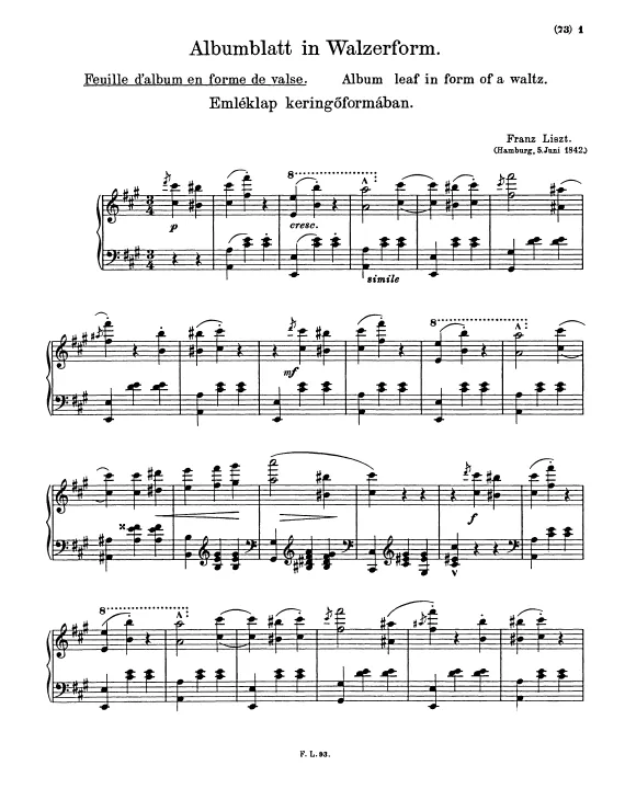 First page of Albumblatt in Walzerform