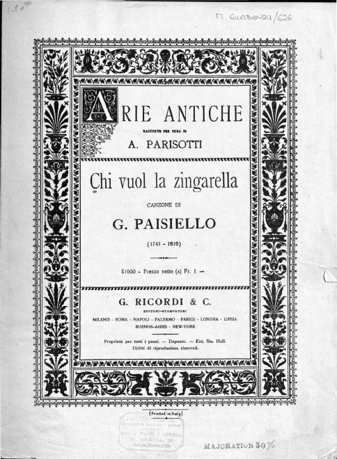 First page of I zingari in fiera