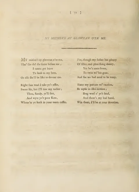 First page of My Mithers ay glowran o'er me