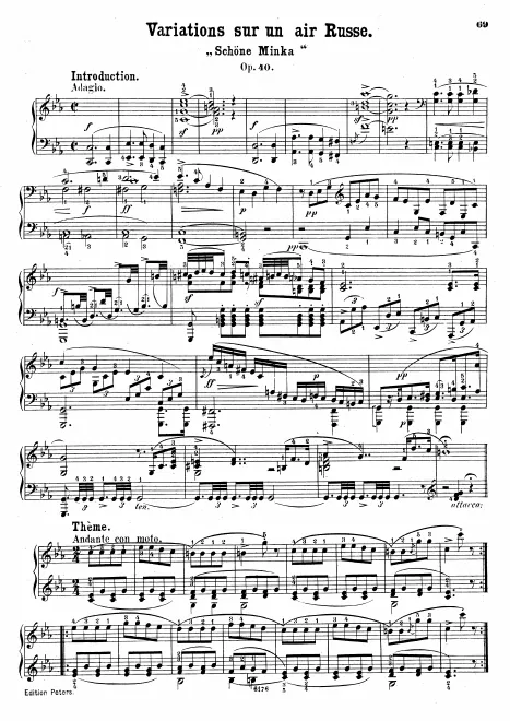 First page of 9 Variations sur un air russe