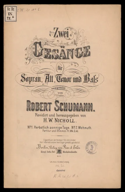 First page of 2 Gesänge für Sopran, Alt, Tenor und Bass
