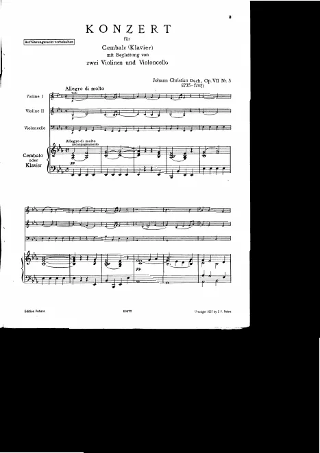 First page of Keyboard Concerto in E-flat major