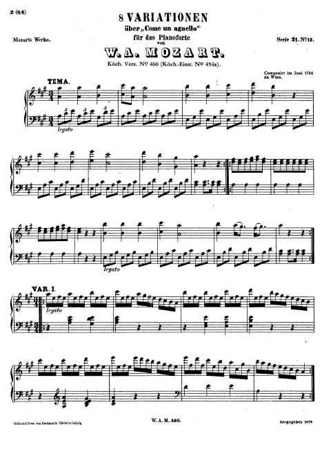 First page of 8 Variations on "Come un agnello"