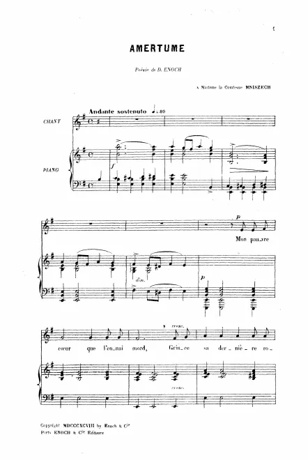First page of Amertume