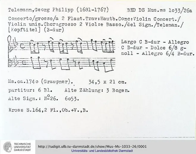 First page of Concerto for 2 Flutes, Oboe and Violin