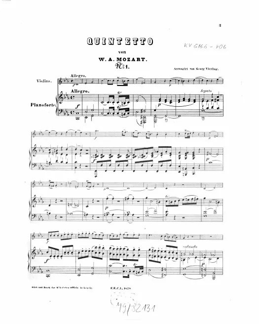 First page of Violin-Quintette