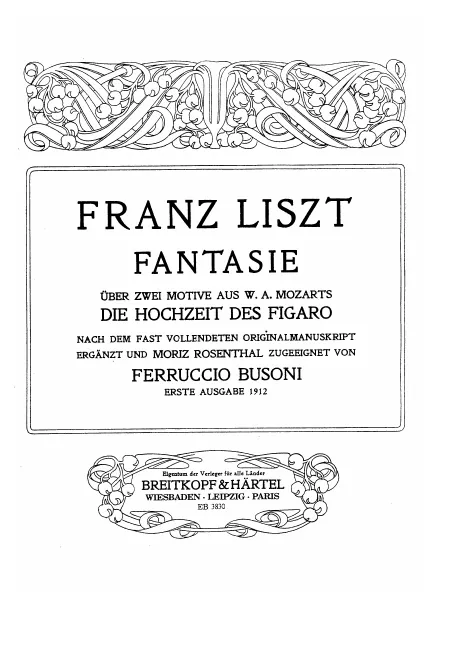 First page of Fantasie über Themen aus Mozarts Figaro und Don Giovanni