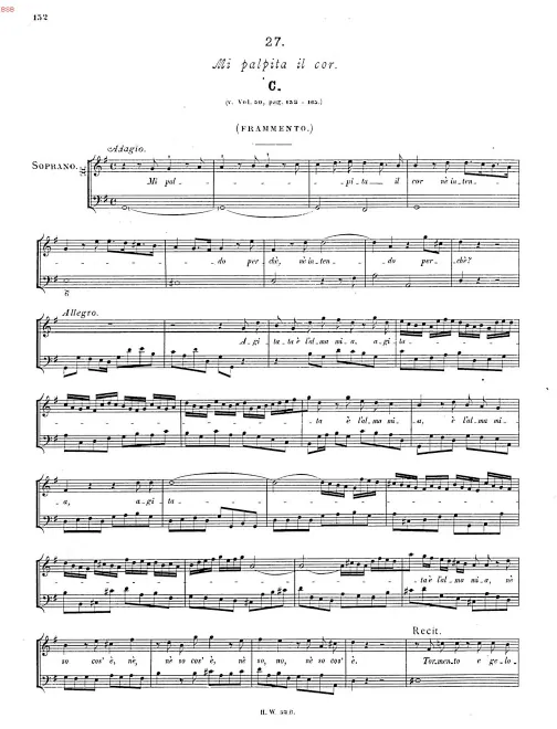 First page of Mi palpita il cor, HWV 132b