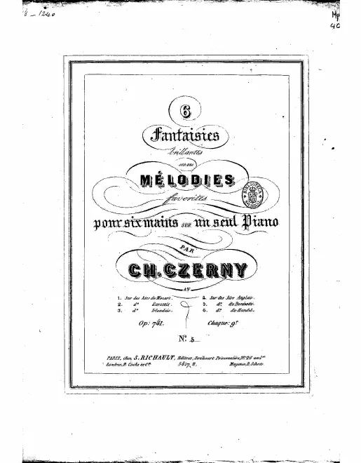 First page of 6 Fantaisies brillantes sur des mélodies favorites