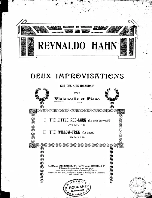 First page of 2 Improvisations sur des airs irlandais pour violoncelle et piano