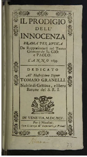 First page of Il prodigio dell'innocenza