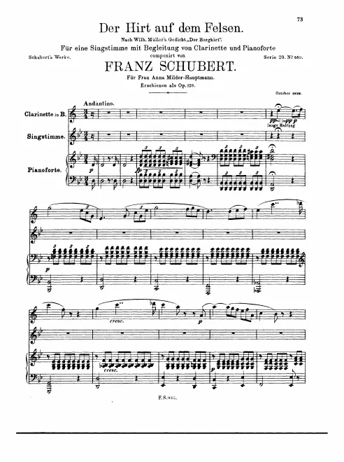 First page of Der Hirt auf dem Felsen