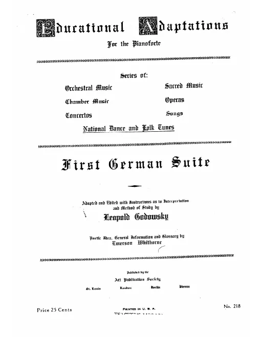 First page of German Suite No.1