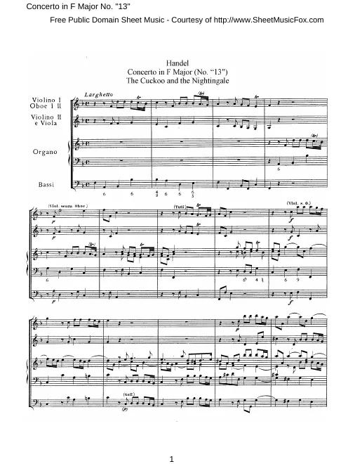 First page of Organ Concerto in F major