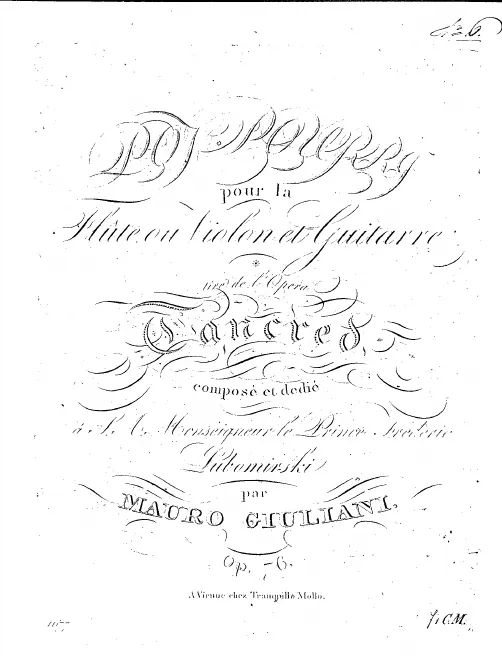 First page of Pot-Pourri pour la Flûte ou Violon et Guitarre