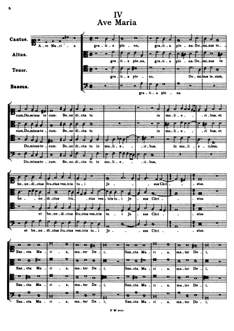 First page of Ave Maria for 4 voices