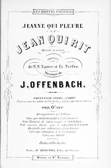 First page of Jeanne qui pleure et Jean qui rit