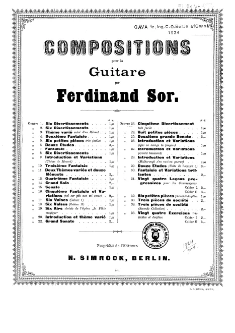 First page of Cinquième Divertissement