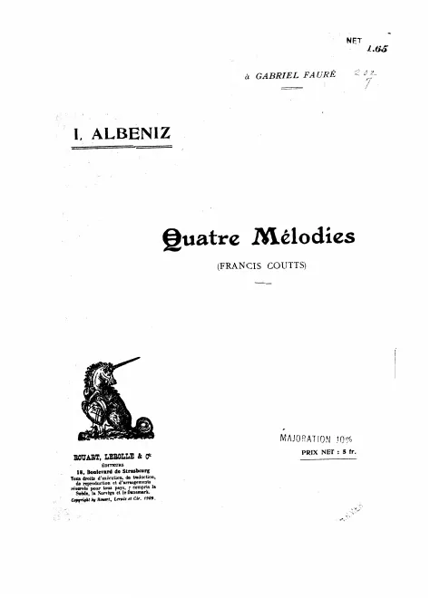 First page of Quatre mélodies